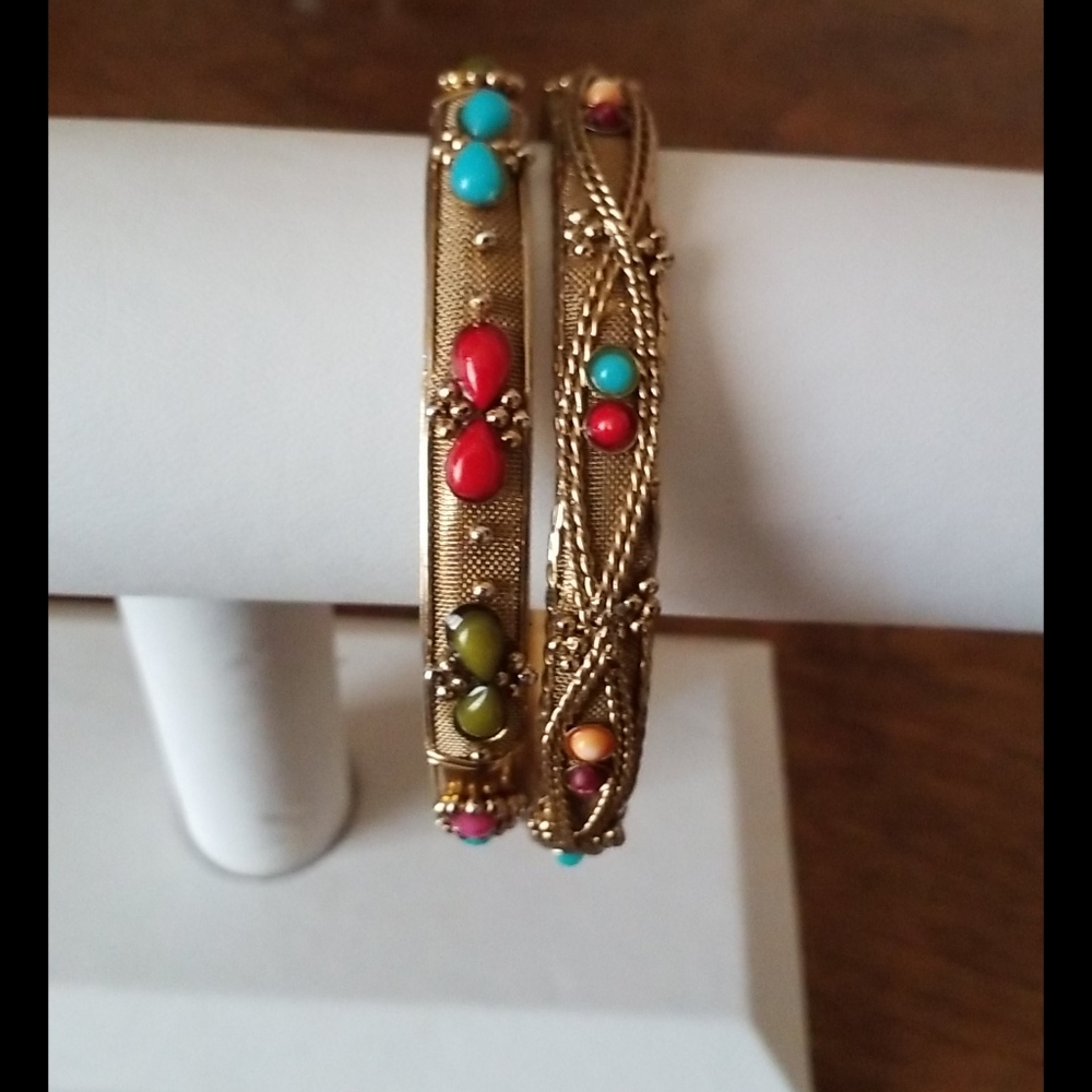 2 Beautiful Cuff Slip On Bracelets Bangle - Picture 2 of 12